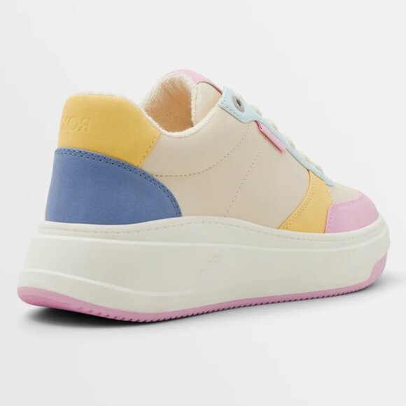 Roxy Carver Sneakers Size 6.5 Platform Parchment Multi Colorblock Low Top Laceup - Picture 3 of 11